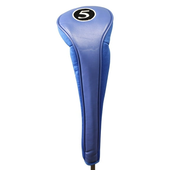 New Blue Zipper #5 Wood Leatherette Neoprene Golf Club head cover Snug Fit for Woods up to 200cc Headcover prevents Scratching Chipping Clanking
