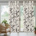 thumbnail image 5 of Outdoor Curtains for Patio Waterproof, Black Grey Botanical Outdoor Privacy Panels Grommet, Rustic Country Spring Floral Summer Leaf Blackout Outside Curtains for Porch/Cabana 54"x108", 2 Panels, 5 of 8