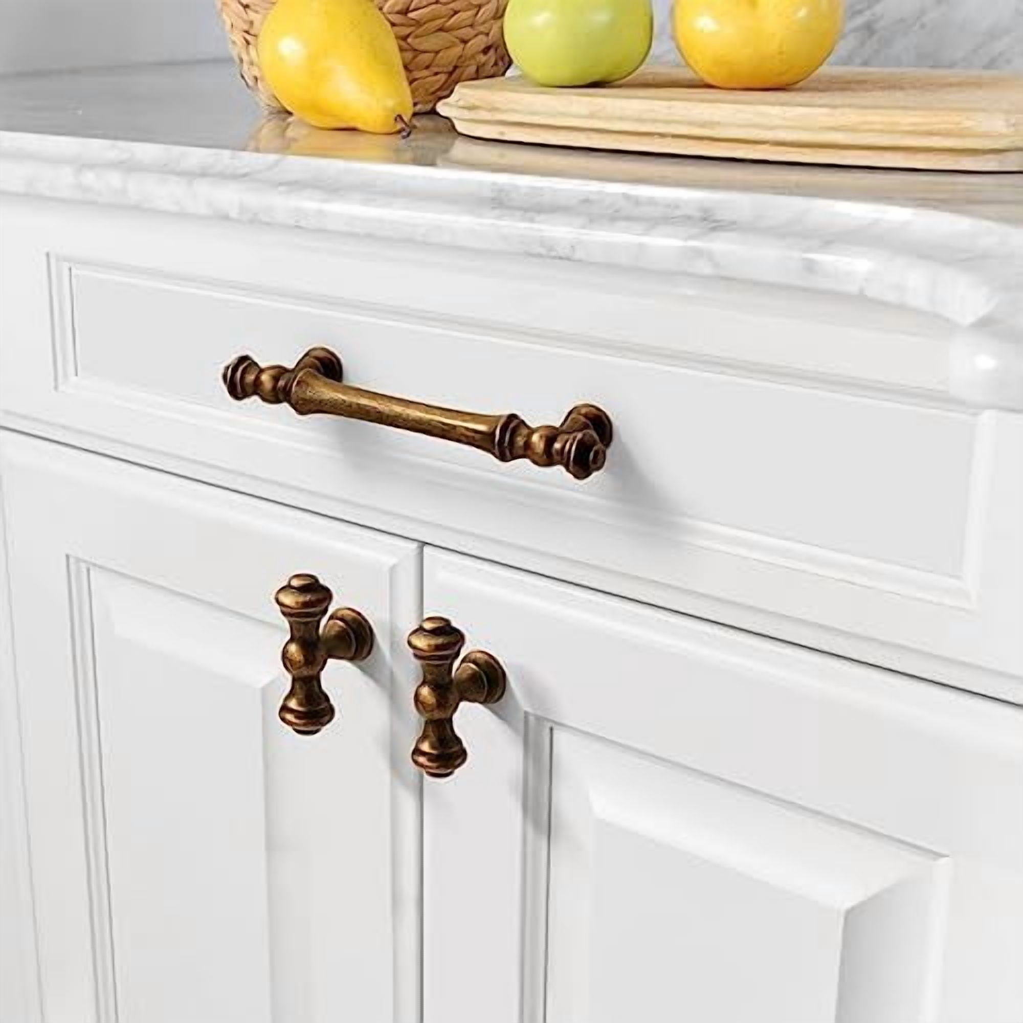 10 Pack 3 Inch(76mm) Antique Brass Kitchen Cabinet Handles, Cabinet Pulls Kitchen Cabinet Hardware for Cupboard Drawer Pulls