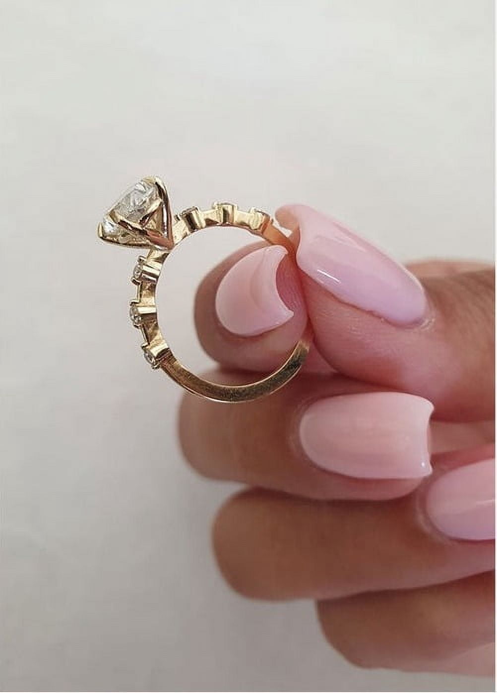 SOLITAIRE JEWELS 1.50ct Elongated Oval Cut Moissanite Diamond Engagement Ring Solid 10K Yellow Gold