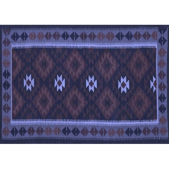 Ahgly Company Indoor Rectangle Oriental Blue Traditional Area Rugs, 7' x 10'