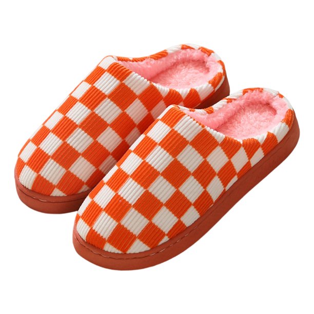 Peludas A Cuadros Zapatos para El Borrosas Checke No Deslizantes Hombres Mujeres Rojo