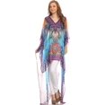 thumbnail image 5 of Sakkas Zeke Hi Low V-Neck Caftan Dress Printed Top Cover / Up - Turq Purple / Multi - One Size Regular, 5 of 5