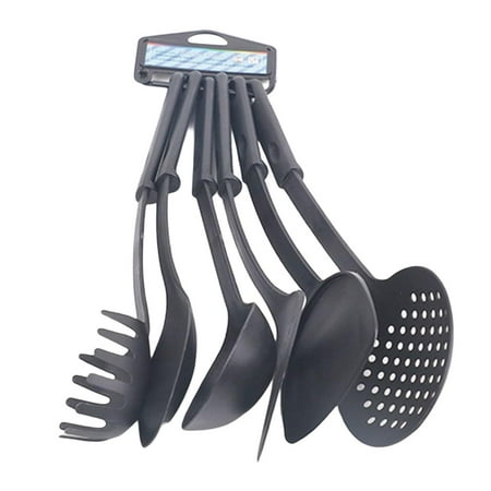 

Black 6-Piece Nylon Kitchen Utensils | Multifunction Shovel Spoon Set | Non-Stick Kitchen Tools Set Food Tongs Kitchen Kit||Non-stick pan special Nylon spatula | high temperature resistant househ