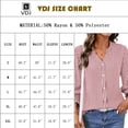 thumbnail image 3 of VDJ Womens 3/4 Sleeve Length Sleeve Business Casual Blouses Henley V Neck Red Striped Button Down Shirts Trendy Ladies Tops Size M, 3 of 12