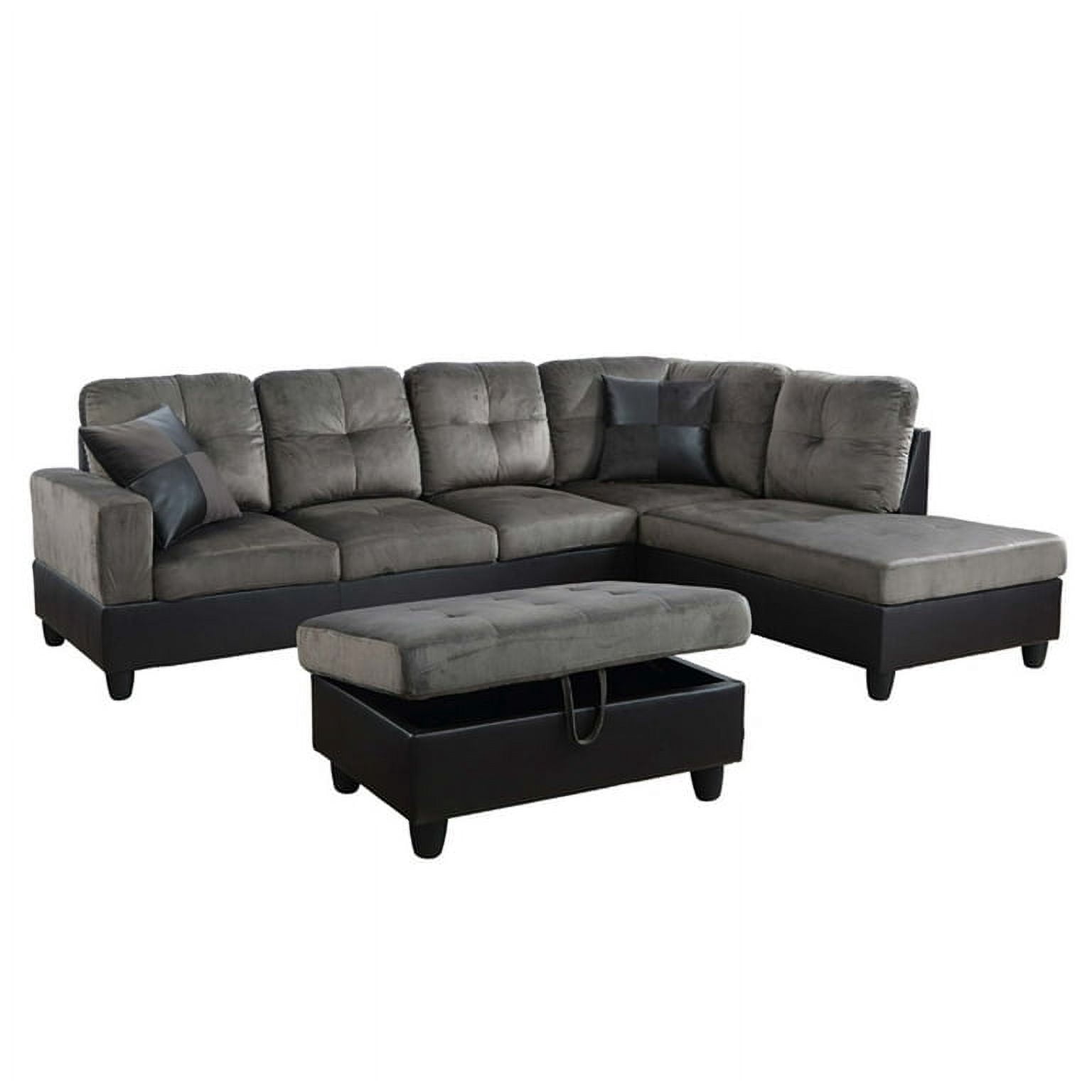 PonLiving 3 Piece Living Room Sectional Sofa Set  Taupe