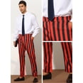 thumbnail image 5 of Unique Bargains Men's Striped Dress Pants Big & Tall Flat Front Business Trousers 40 Red Black, 5 of 6