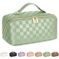 thumbnail image 1 of Bolsa de maquillaje de viaje ALEXTINA de cuero vegano verde impermeable, 1 of 7
