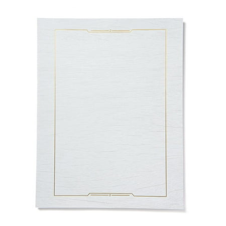 Gartner Studios White Woodgrain and Gold Foil Border Stationery Paper - 20 Count