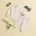 thumbnail image 2 of Baby Bodysuit Boy Girl Clothes Soft Newborn Infant Outfit Newborn Baby Cotton Jacquard Double Button Climbing Suit 6-12 Months, 2 of 5