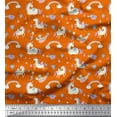 thumbnail image 1 of Soimoi Orange Rayon Fabric Rainbow & Unicorn Animal Print Fabric by the Yard 56 Inch Wide, 1 of 3
