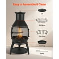 thumbnail image 2 of VEVOR 22 In Chiminea Outdoor Wood Burning Iron Firepit with Grill Mesh & Chimney Coat, 2 of 9