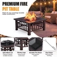thumbnail image 3 of Lacoo 32" Patio Square Fire Pit Table for Patio Backyard BBQ, Ice Storage with Mesh Lid, Poker and Cover, Brown, 3 of 7