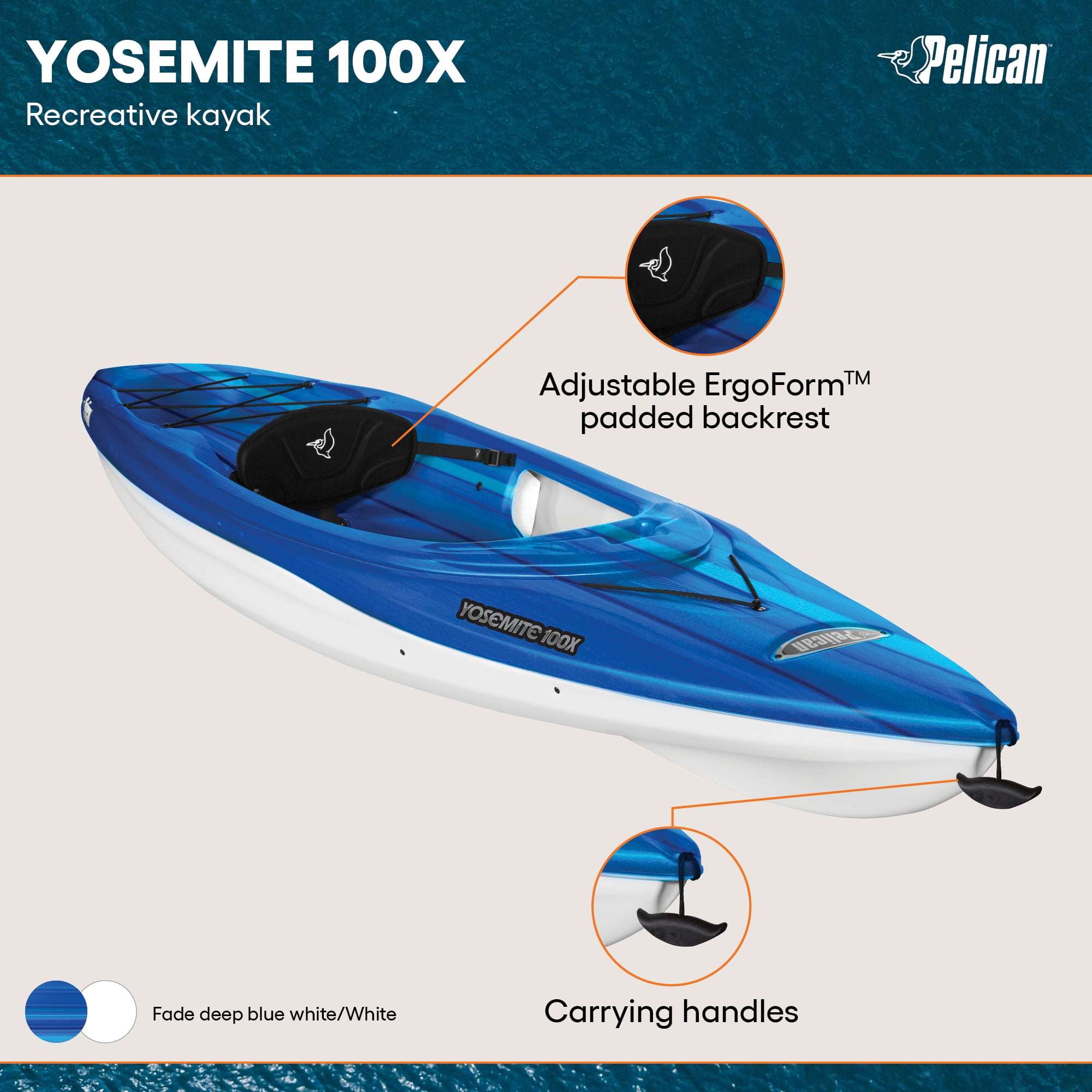 Pelican Yosemite 100X Sit Inside Recreational Kayak with Paddle