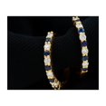 thumbnail image 2 of Rosec Jewels Real Blue Sapphire Hoop Earrings with Moissanite for Women - AAA Quality, 18K Yellow Gold, 2 of 7