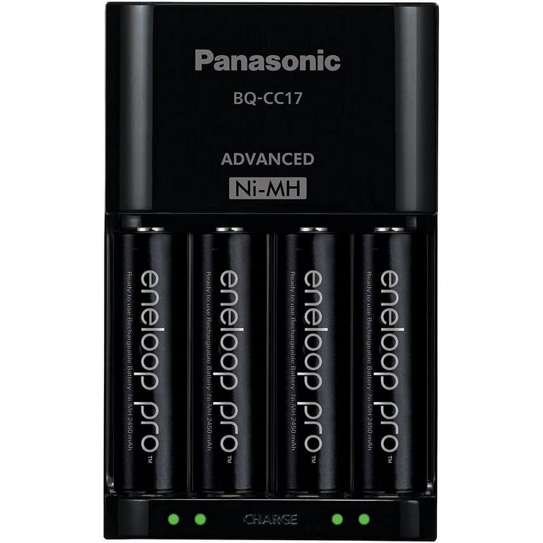 Panasonic K-KJ17MCA4BA Advanced Individual Cell Battery Charger Pack with  4AA eneloop 2100 Cycle Rechargeable Batteries (4 pack) 