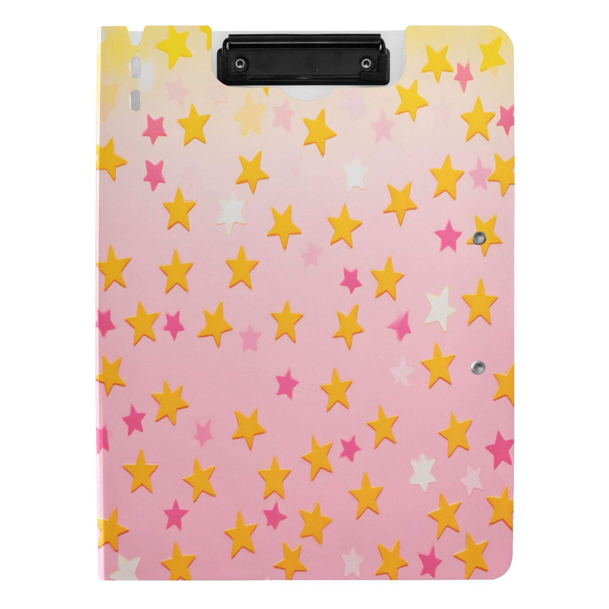 FORMRS A4 Clipboard Folder with Pen Holder Horizontal Foldable School Office Binder, Gradient Pink Stars