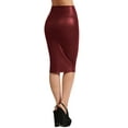 thumbnail image 2 of J. METHOD Women's Midi Skirt Stretch Knit Bodycon Slim Fit Office Elastic Waist Pencil Solid Skirts Made in USA NEWSK34 Burgundy L, 2 of 6