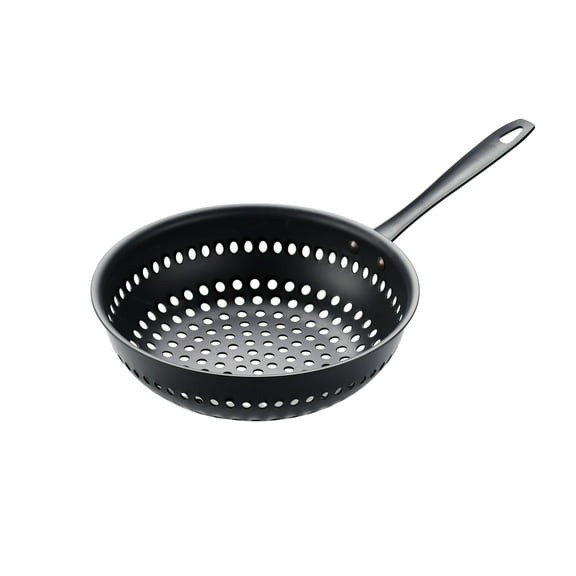 Tramontina Churrasco BBQ 10-Inch Carbon Steel Round Stir Fry Pan, Wok, Perforated, Oven-Safe