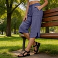 thumbnail image 4 of Women's Capri Pants Wide Leg Plus Size UPF50+ Lightweight Quick Dry Pants Casual Loose Hiking Walking Capris, XL, 4 of 5