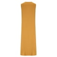 thumbnail image 5 of VEKDONE Linen Dresses for Women Crew Neck Sleeveless Sundress Solid Color Loose Fit Flowy Maxi Dress with Pockets Summer Vacation Beach Dress Yellow S, 5 of 6