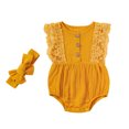 thumbnail image 1 of ZAXARRA Bébé Fille 2 Pièces Ensemble Dentelle Sans Manches Romper + Bandeau Ensemble, 1 of 5