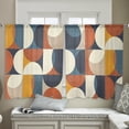 thumbnail image 4 of European, Semi Sheer Curtains 45 Inch Length 2 Panels Set, Abstract Rustic Multi Middle Century Patchwork Sheer Kitchen Curtain Privacy Voile Window Curtain for Living Room Bedroom Rod Pocket Drapes, 4 of 7