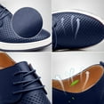 thumbnail image 5 of Santimon Breathable Leather Shoes Men Casual Shoes Non-Slip Sneakers Blue 12.5 US, 5 of 7
