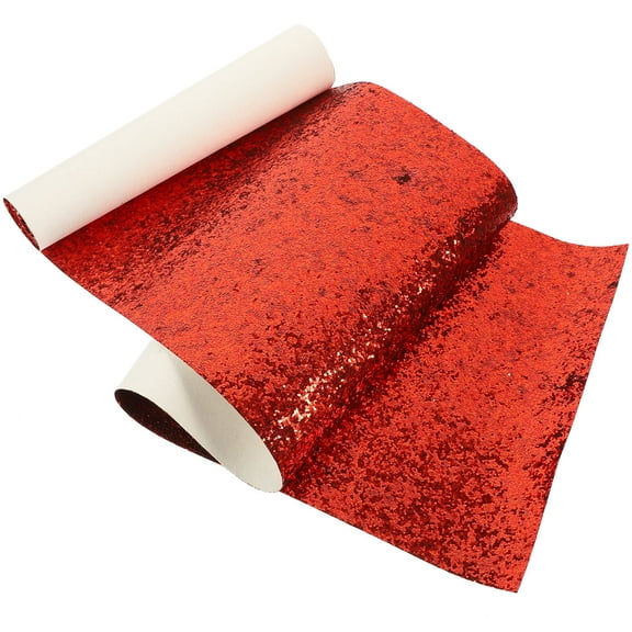 Raindrops Red Glitter Faux Sheet for DIY Sewing and Decoration