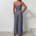 thumbnail image 4 of Womens Jumpsuit Casual Off Shoulder Sleeveless Button Belt Wide Leg Jumpsuits Loose Tube Top Rompers Summer with Pockets, 4 of 4