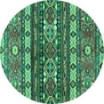 thumbnail image 1 of Ahgly Company Indoor Round Southwestern Turquoise Blue Country Area Rugs, 6' Round, 1 of 4