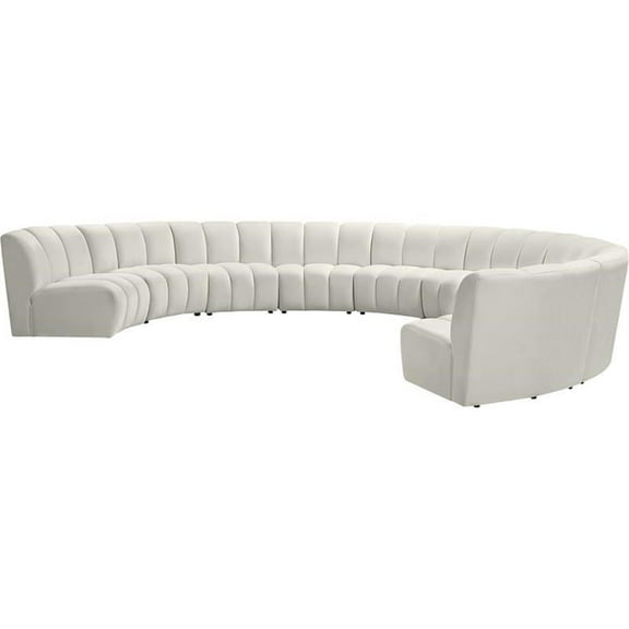Maklaine 9-Piece Contemporary Velvet Modular Sectional in Cream