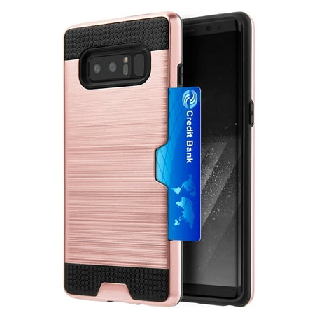 Samsung Galaxy Case, Premium Stylish Hybrid Dual Layer Protective Hard Cover (Lightweighted, Card Slots, Raised Bezel, User friendly) for Samsung Galaxy Note 8 SM-N950U - Black/ Rose