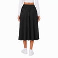 thumbnail image 3 of Women's Knit A-Line Midi Skirt with Side Pockets Elastic High Waist Loose Fit Casual Skirt for Work Daily Wear, 3 of 7