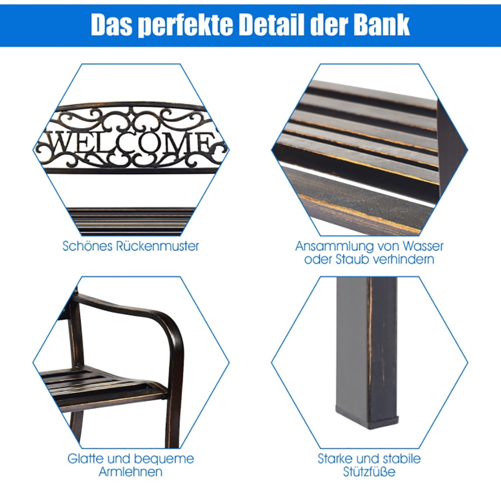 Aimee Lii Outdoor Furniture Steel Frame Porch Garden Bench, Patio Furniture, Bronze Aimee Lii Outdoor Furniture Steel Frame Porch Garden Bench, Patio Furniture, Bronze