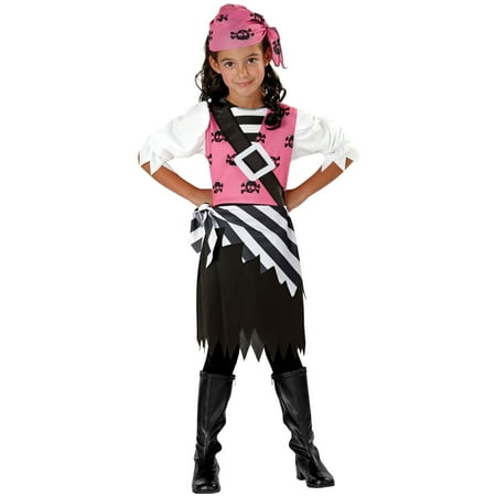 Seasons Halloween Punky Pirate Child 3pc Girl Costume, Black