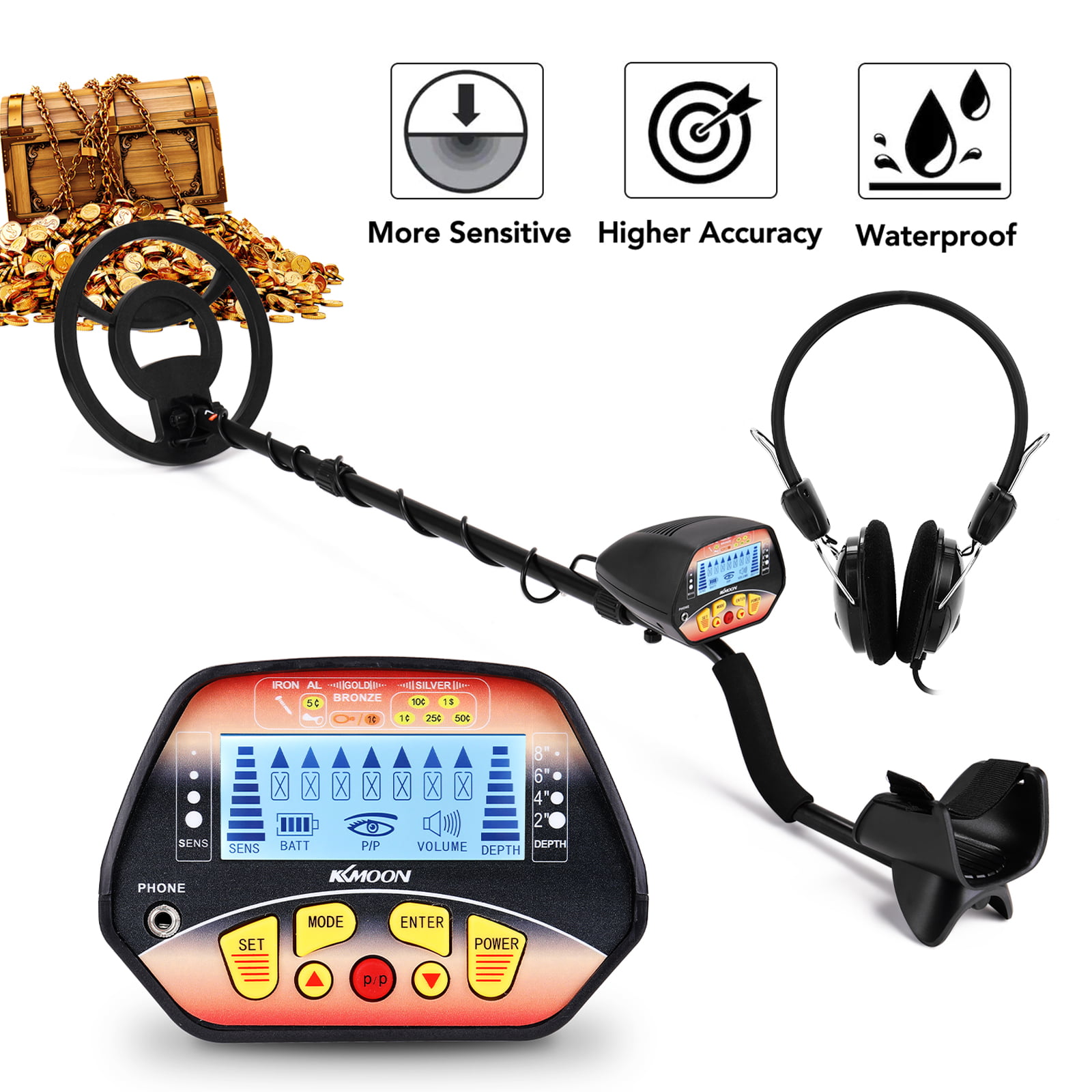 Details about  / Deep Ground Waterproof Metal Detector Gold Finder LCD Display Shovel Coil Pro