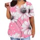 thumbnail image 1 of Plus Tamaño de las Mujeres Blusas, Cuello en V Casual Suelto Manga Corta Superior, Impresión Blusa Poliéster Spandex, 1 of 5