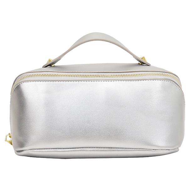 Bolso De Cosméticos Bolsa de cosméticos de lavado de gran capacidad de cuero de PU a prueba de agua para acampar (plata) Tmvgtek Para Estrenar