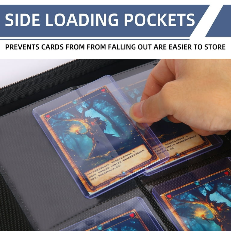 Toploader Binder, 4-Pocket Top Loader Trading Card Binder Album Compatible  for TCG MTG,Holds 3"x4" 128 Rigid Cards - Blue Yellow
