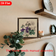 thumbnail image 2 of 2D Flat, 1pc Vintage Floral Wall Art Botanical Painting with Purple Violets, Lavender Green Foliage, Wooden Frame No Electricity Needed, Perfect Home Decor, International Style, Wall Han, 2 of 7