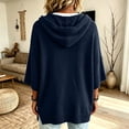 thumbnail image 5 of HaCpiu Women's Solid Hooded Knit Top, Casual Loose 3/4 Sleeve Poncho Sweater, Lightweight Flowy Pullover Sweatshirt with Drawstring, Navy S, 5 of 6