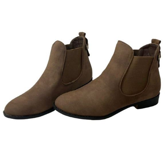 Top Moda LA-5 Women's Pull-Tab Block Heel Slip-On Elastic Panel Chelsea Ankle Boots Brown 10