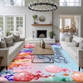 thumbnail image 3 of 6'x9' Area Rugs, Happy Birthday Indoor Outdoor Area Rug for Living Room Bedroom, Colorful Balloons Bow Gradient Modern Blue Washable Bathroom Rugs Kitchen Floor Carpet Mats Home Decor Aesthetic, 3 of 8