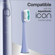 AquaSonic Icon Replacement Brush Heads - ADA Approved, Micro-Vibrations Technology, Multi-Length Bristles, Easy Replacement - For Normal & Sensitive Teeth | 2 Brush Heads (Purple)