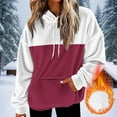 thumbnail image 2 of HAiming Womens Fleece Hoodies Color Block Hooded Sweatshirt Warm Soft Comfy Casual Long Sleeve Tops with Pocket, 2 of 6