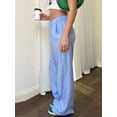 thumbnail image 5 of Argulvti Women Wide-Leg Pants Polyester Stripe Elastic Waist Loose Trousers Spring Summer Casual Sweatpants Bottoms, 5 of 6