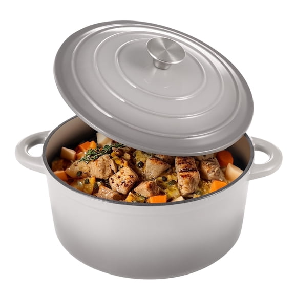 Hawsaiy 6 QT Enameled Cast Iron Dutch Oven with Lid, Nonstick Cookware for Baking, Roasting, Braising & Cooking, Dual Handles,Gray