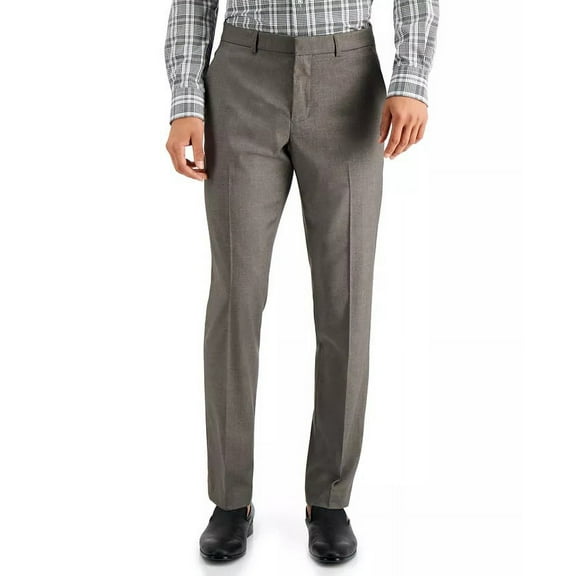 Perry Ellis Mens Slim fit Dress Pants 38 / 32 Brown Solid Stretch