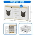 thumbnail image 4 of Dextrus Litter Box Furniture with Drawers, Wood Cat Litter Box Enclosure with 2 Rooms, White, 4 of 9